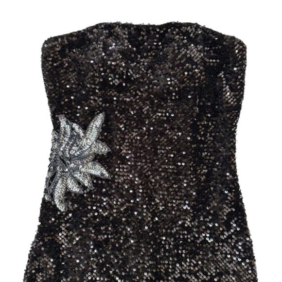 Gianni Bini Dress Vida Black Sequin Strapless Formal Black Tie Midi Size 2 NEW - Picture 11 of 15